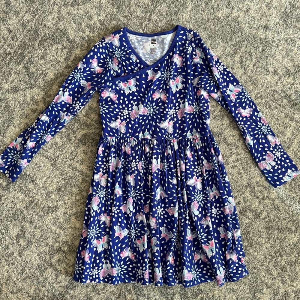 Tea Collection Long Sleeve Wrap Neck Dress